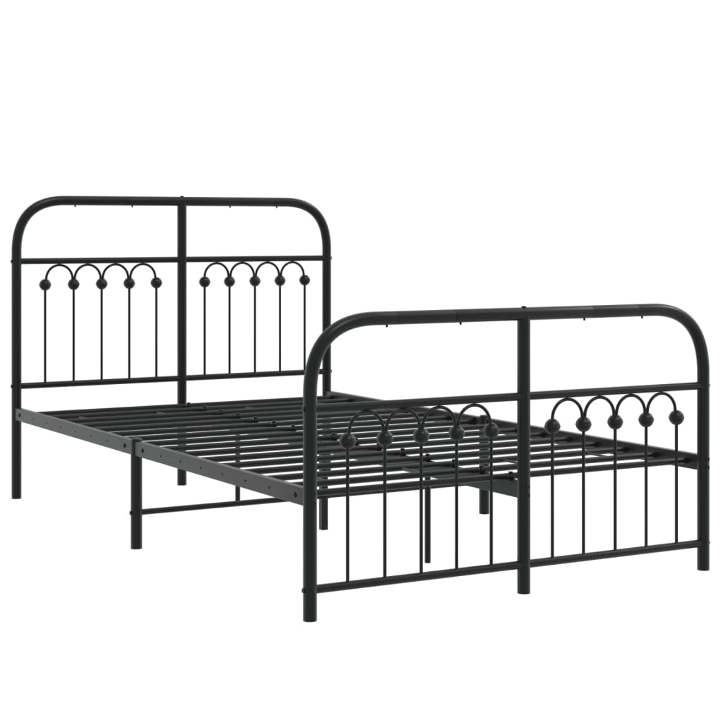 Cadre de lit métal sans matelas avec pied de lit noir 120x190cm - XIOS