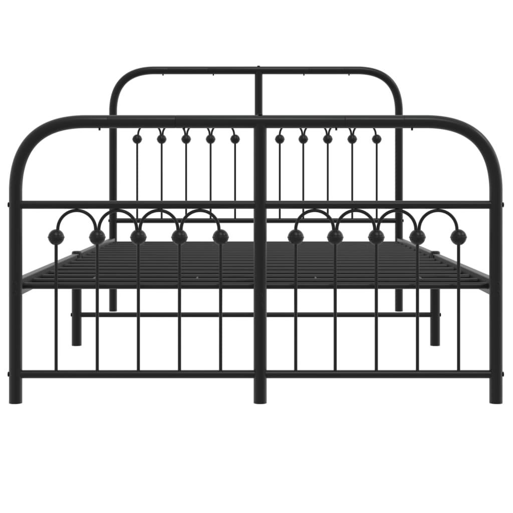 Cadre de lit métal sans matelas avec pied de lit noir 120x190cm - XIOS