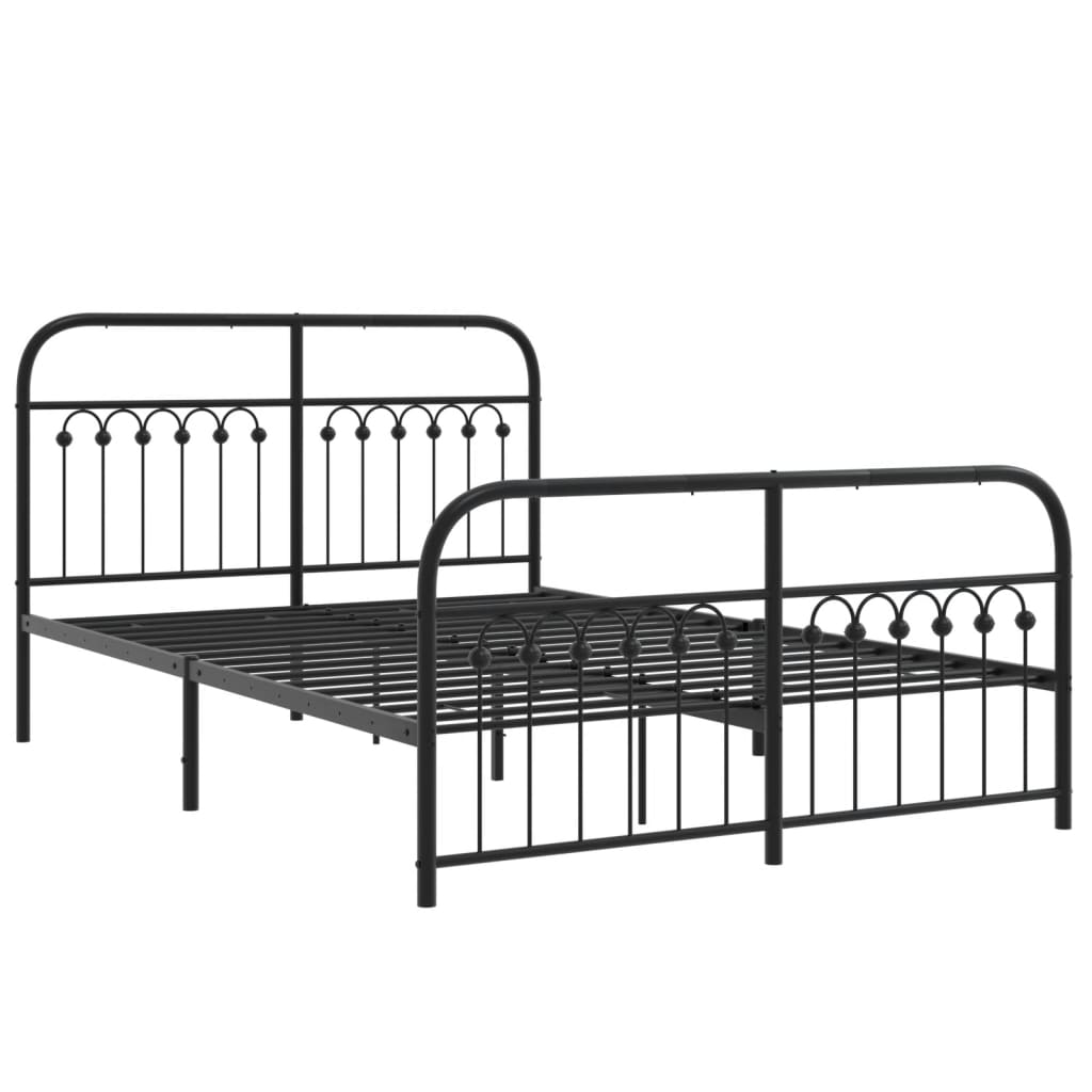 Cadre de lit métal sans matelas avec pied de lit noir 137x190cm - XIOS