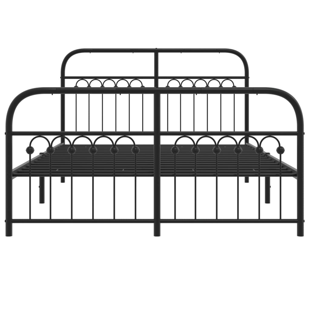 Cadre de lit métal sans matelas avec pied de lit noir 137x190cm - XIOS
