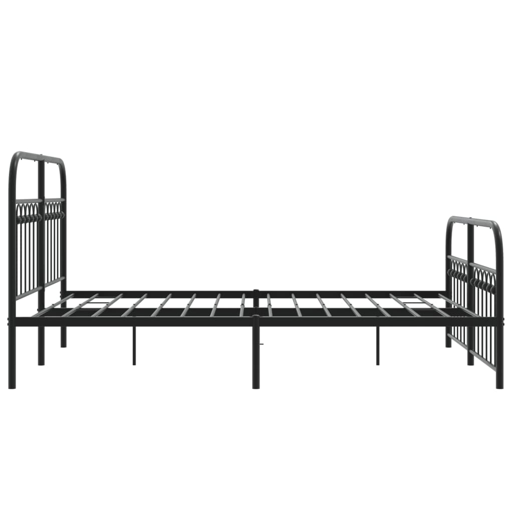 Cadre de lit métal sans matelas avec pied de lit noir 137x190cm - XIOS