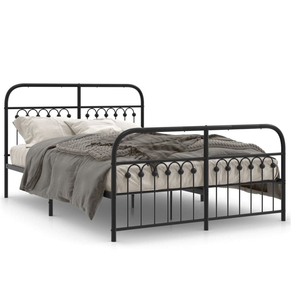 Cadre de lit métal sans matelas avec pied de lit noir 140x190cm - XIOS