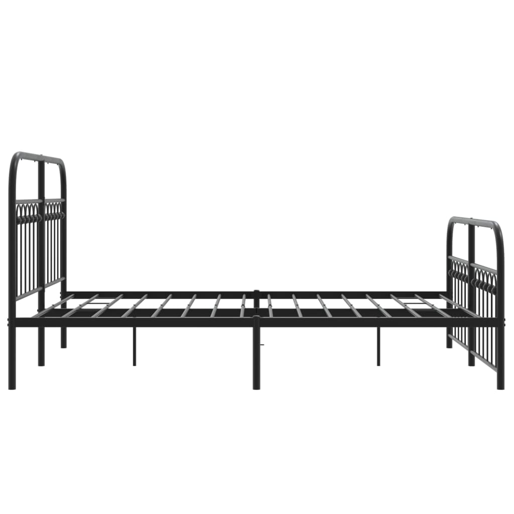 Cadre de lit métal sans matelas avec pied de lit noir 140x190cm - XIOS