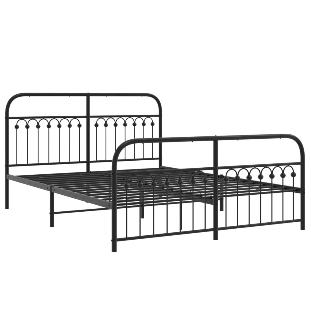 Cadre de lit métal sans matelas avec pied de lit noir 150x200cm - XIOS