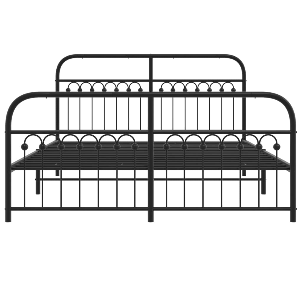 Cadre de lit métal sans matelas avec pied de lit noir 150x200cm - XIOS