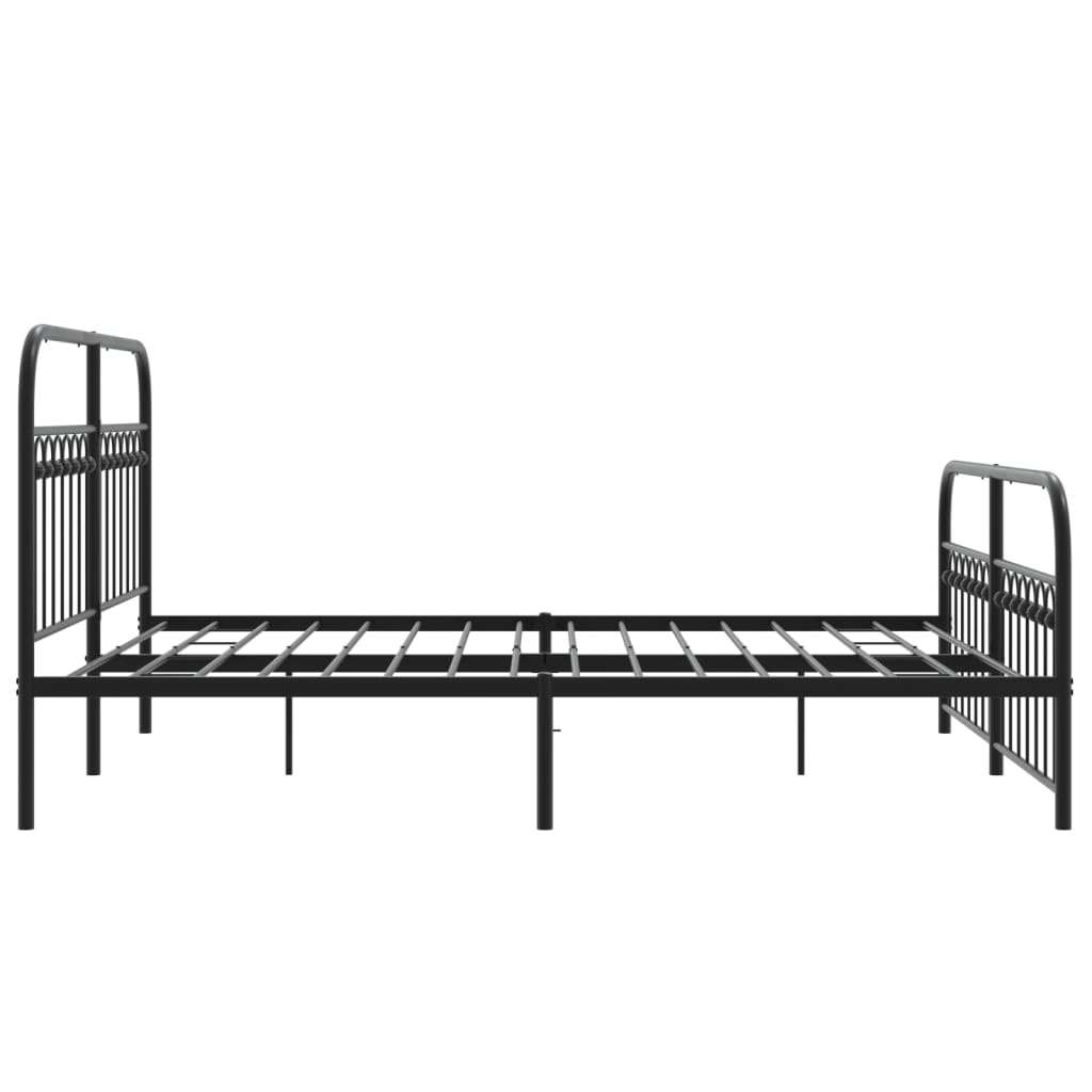 Cadre de lit métal sans matelas avec pied de lit noir 150x200cm - XIOS
