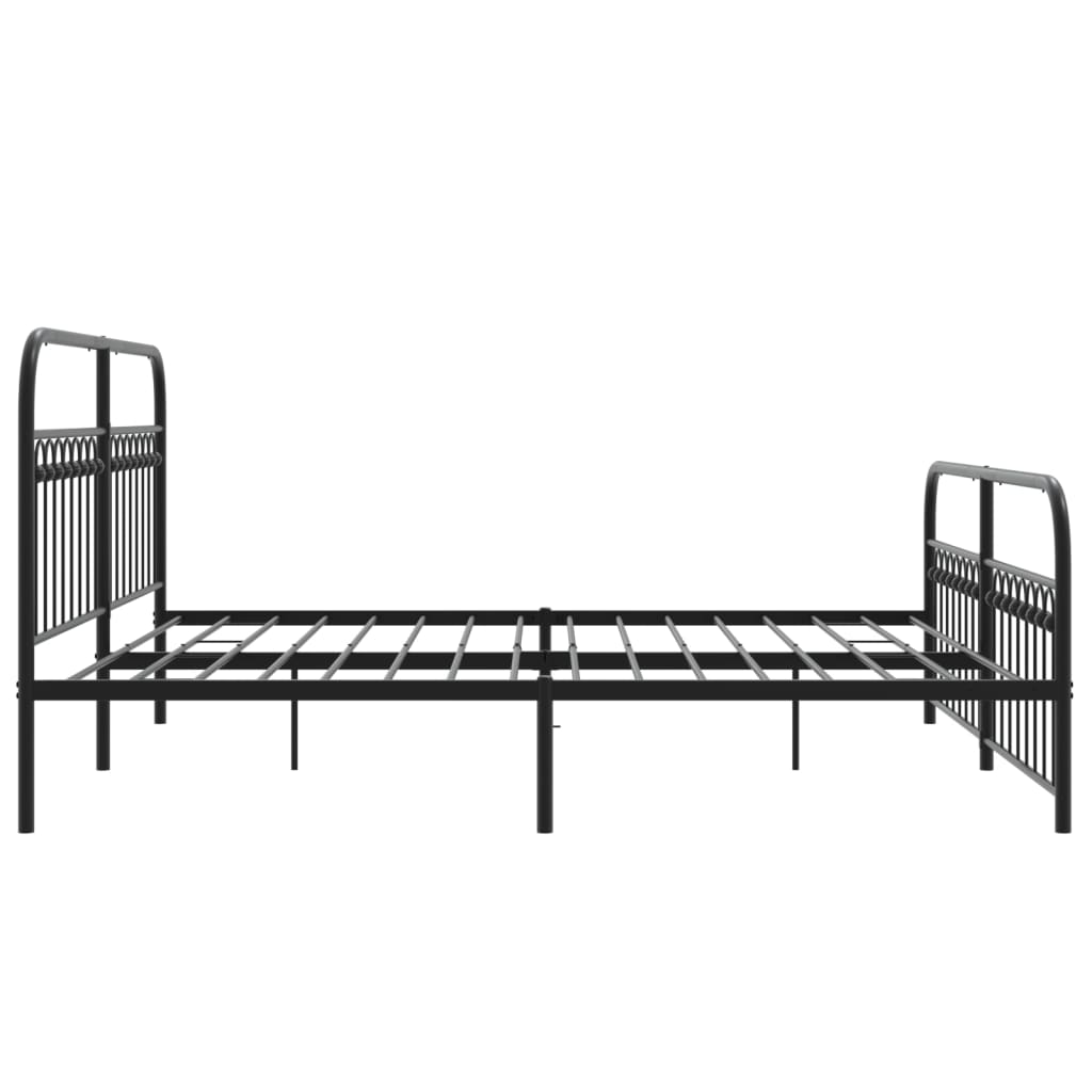Cadre de lit métal sans matelas avec pied de lit noir 183x213cm - XIOS
