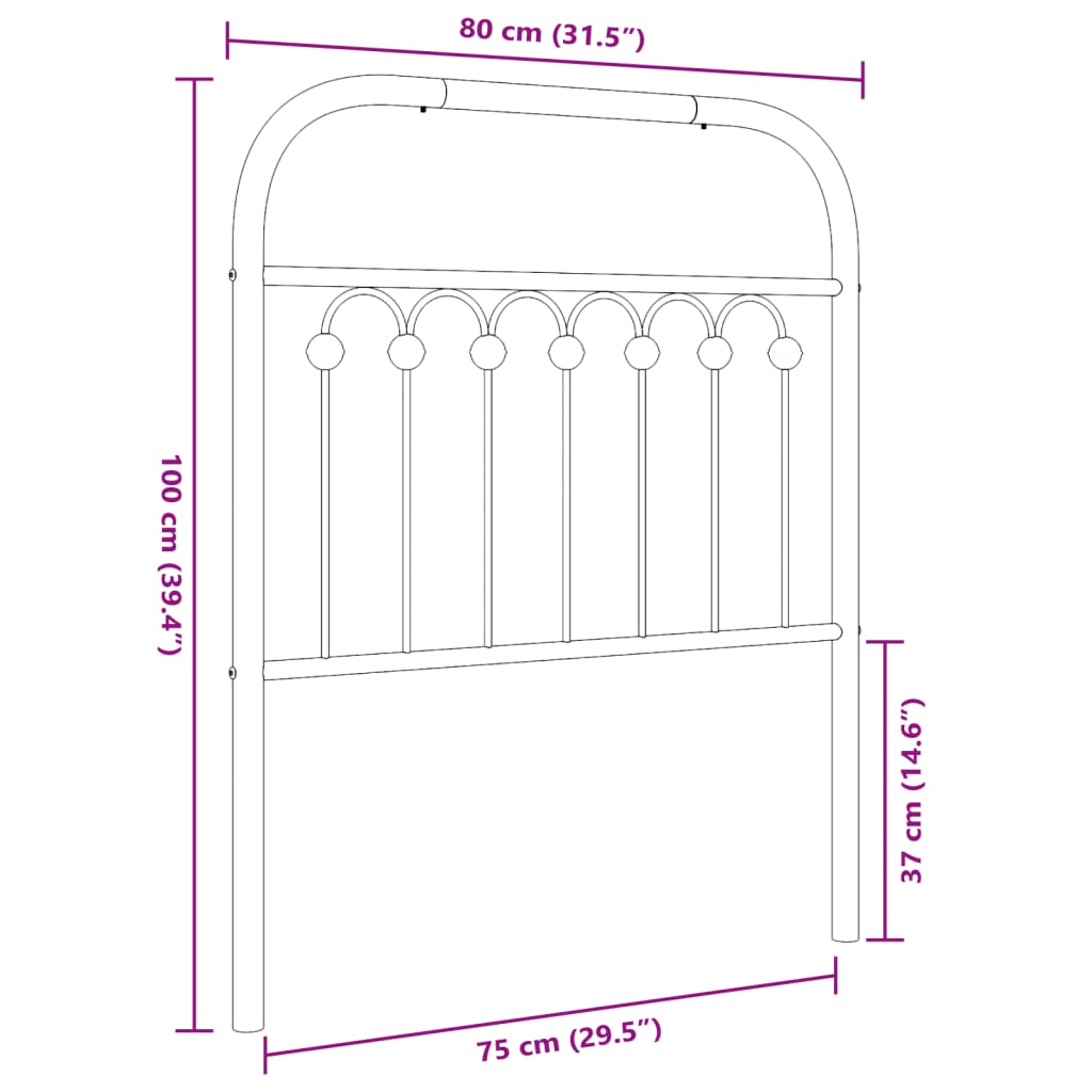 Tête de lit métal noir 75 cm - XIOS