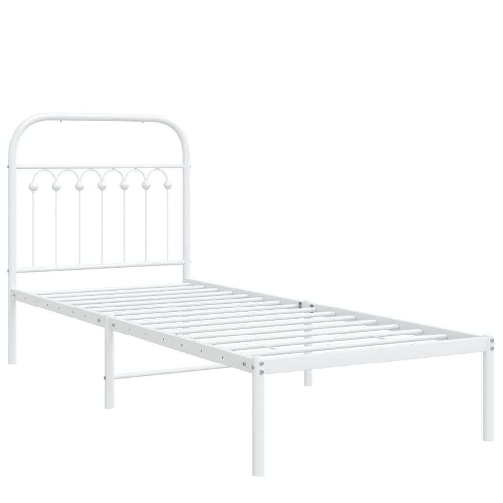 Cadre de lit métal sans matelas avec tête de lit blanc 75x190cm - XIOS