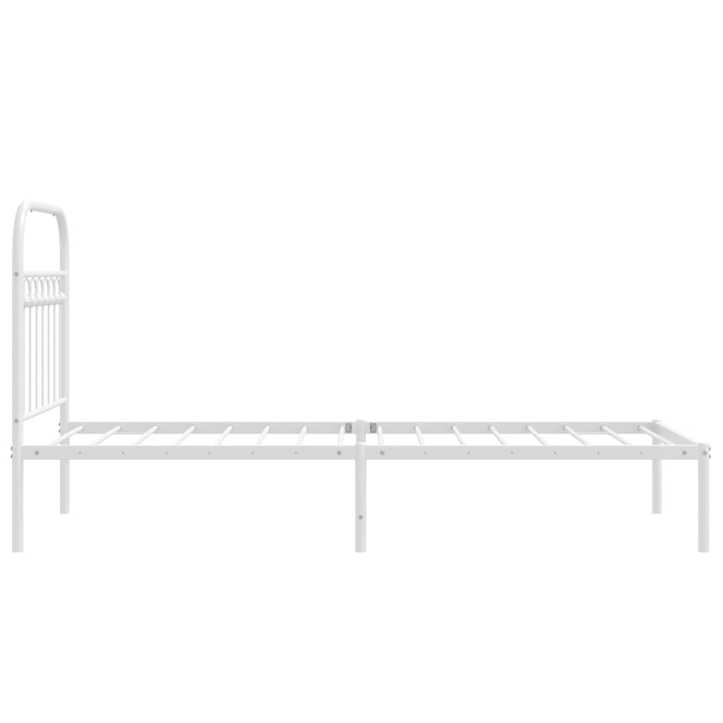 Cadre de lit métal sans matelas avec tête de lit blanc 75x190cm - XIOS