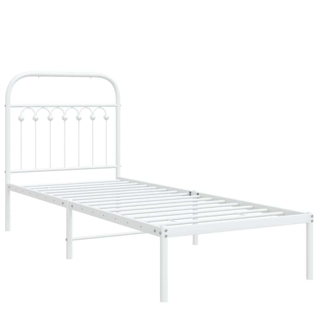Cadre de lit métal sans matelas avec tête de lit blanc 80x200cm - XIOS