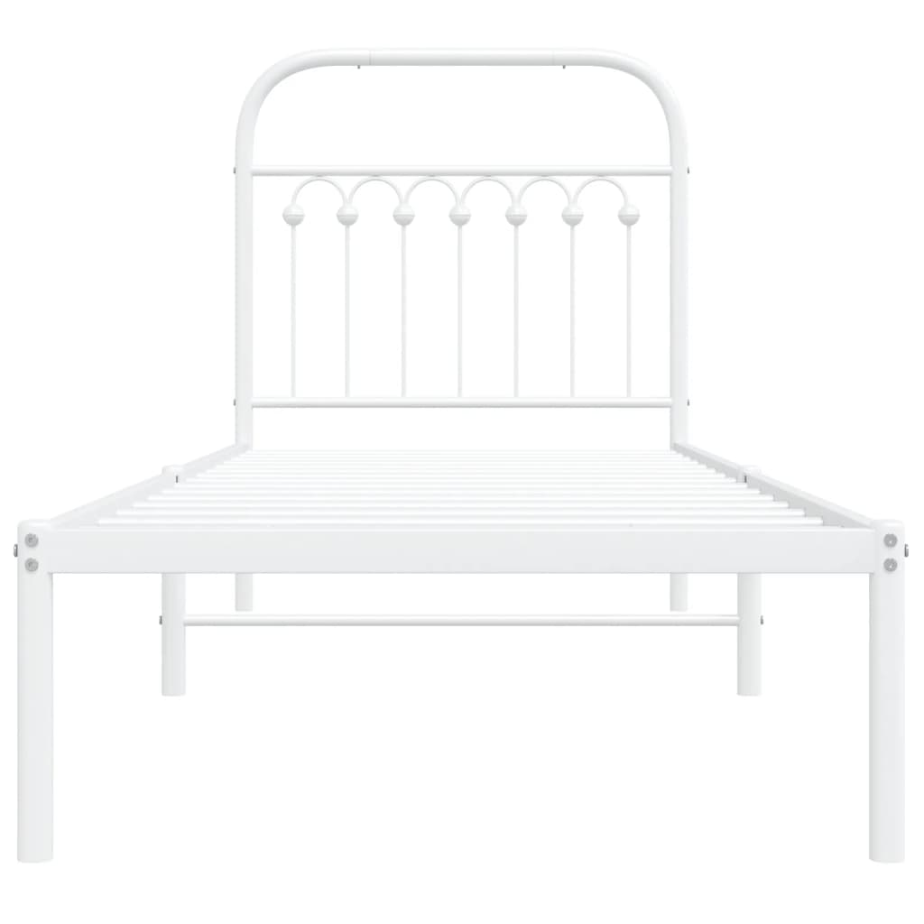 Cadre de lit métal sans matelas avec tête de lit blanc 80x200cm - XIOS