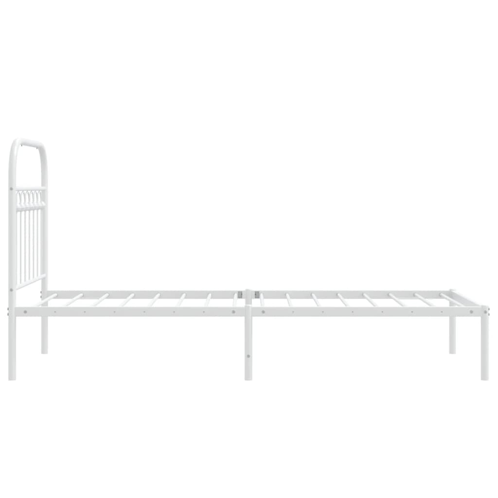 Cadre de lit métal sans matelas avec tête de lit blanc 80x200cm - XIOS