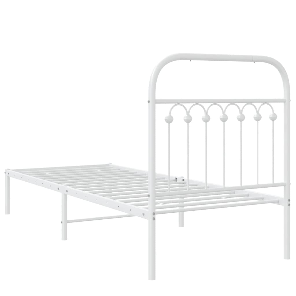 Cadre de lit métal sans matelas avec tête de lit blanc 80x200cm - XIOS