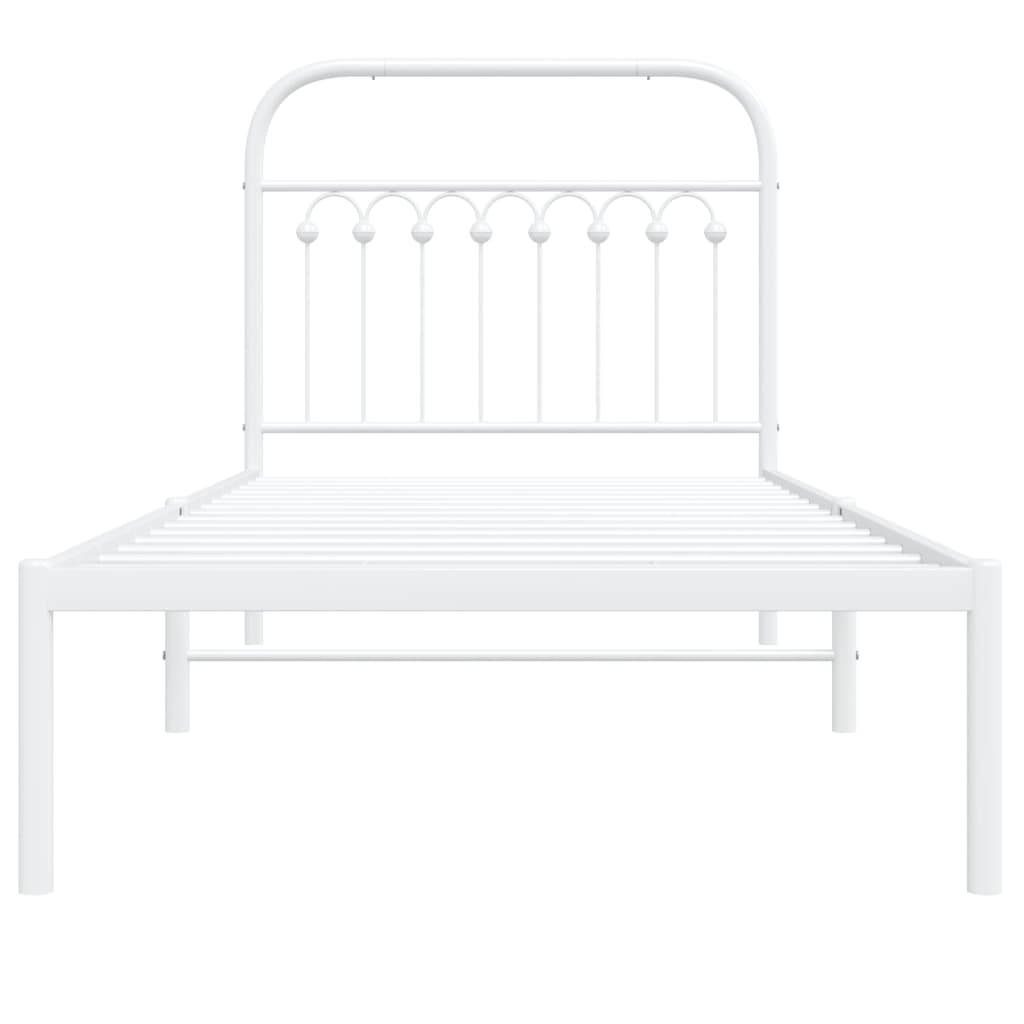Cadre de lit métal sans matelas avec tête de lit blanc 90x190cm - XIOS