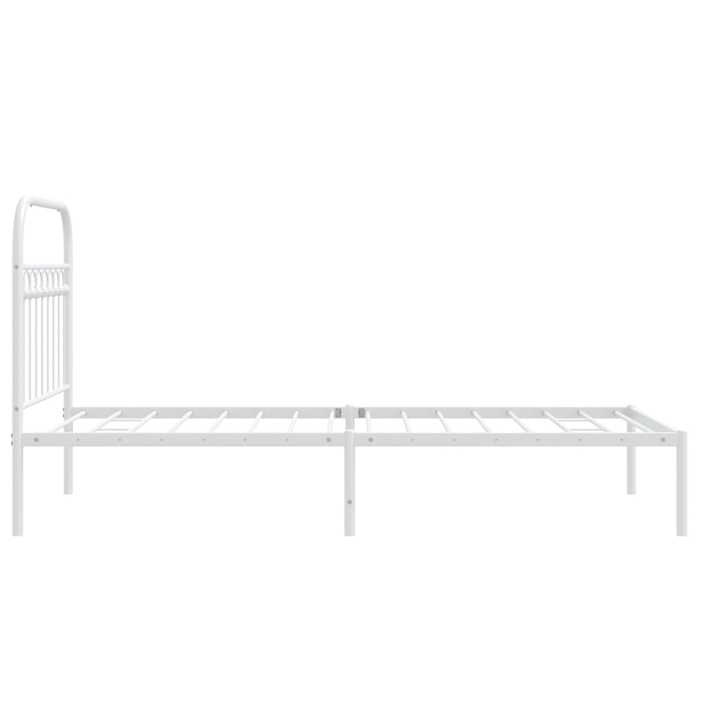 Cadre de lit métal sans matelas avec tête de lit blanc 90x190cm - XIOS