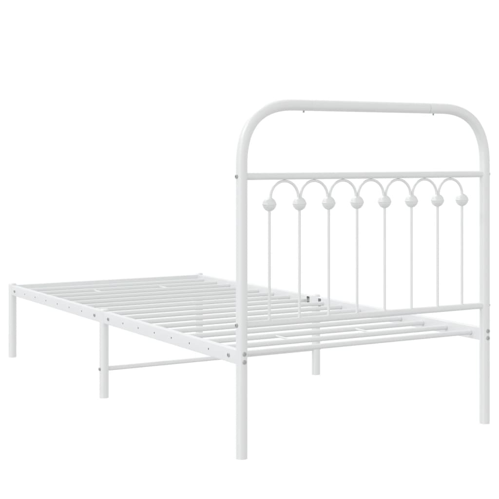 Cadre de lit métal sans matelas avec tête de lit blanc 90x190cm - XIOS