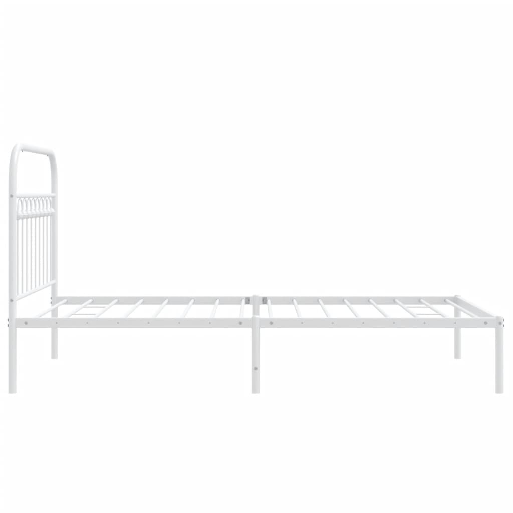 Cadre de lit métal sans matelas et tête de lit blanc 100x200 cm - XIOS