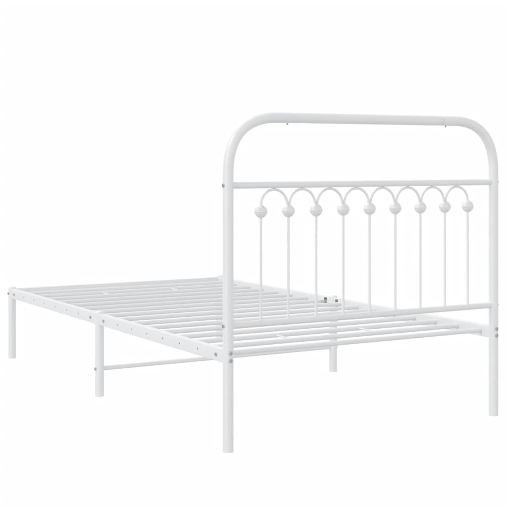 Cadre de lit métal sans matelas et tête de lit blanc 100x200 cm - XIOS