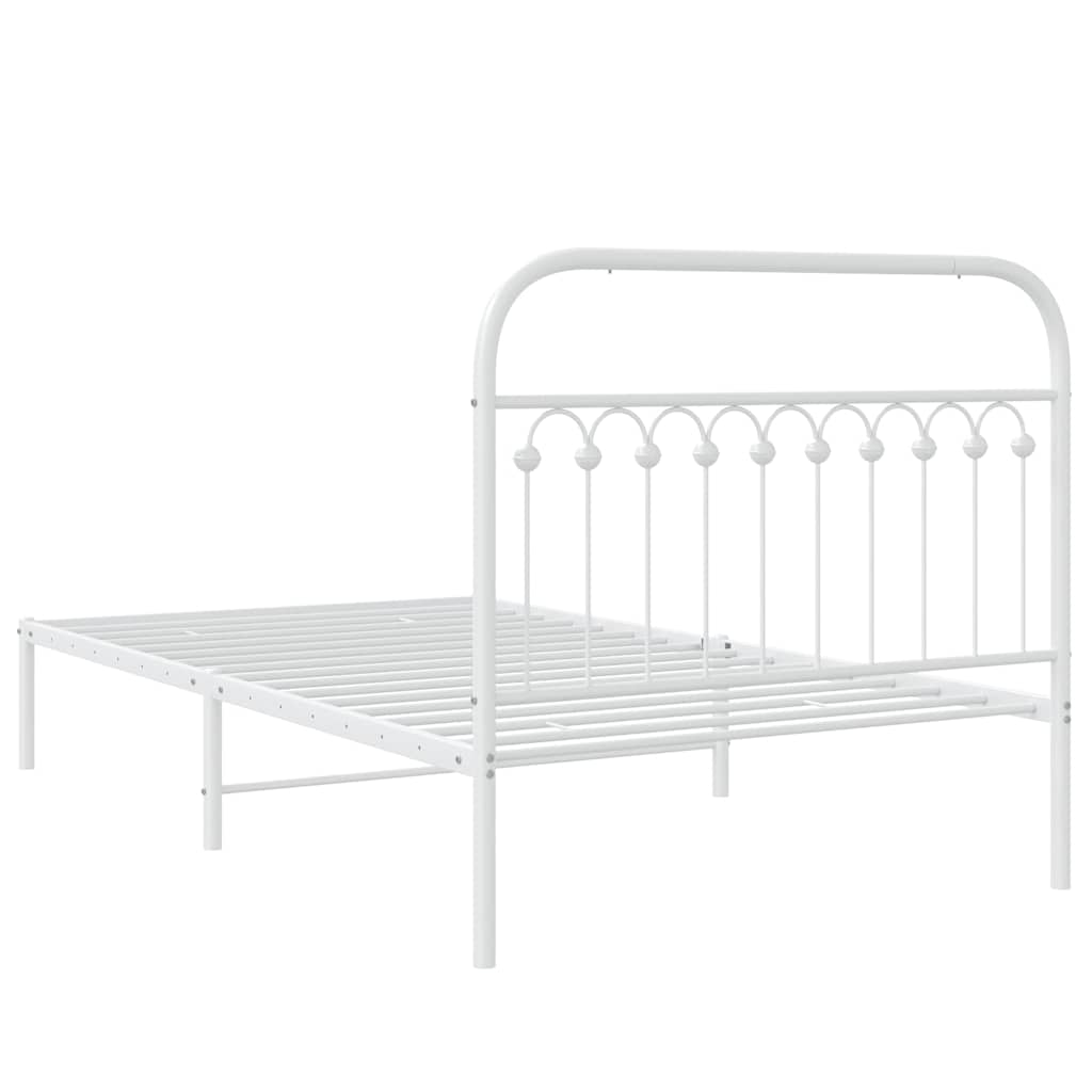 Cadre de lit métal sans matelas et tête de lit blanc 107x203 cm - XIOS