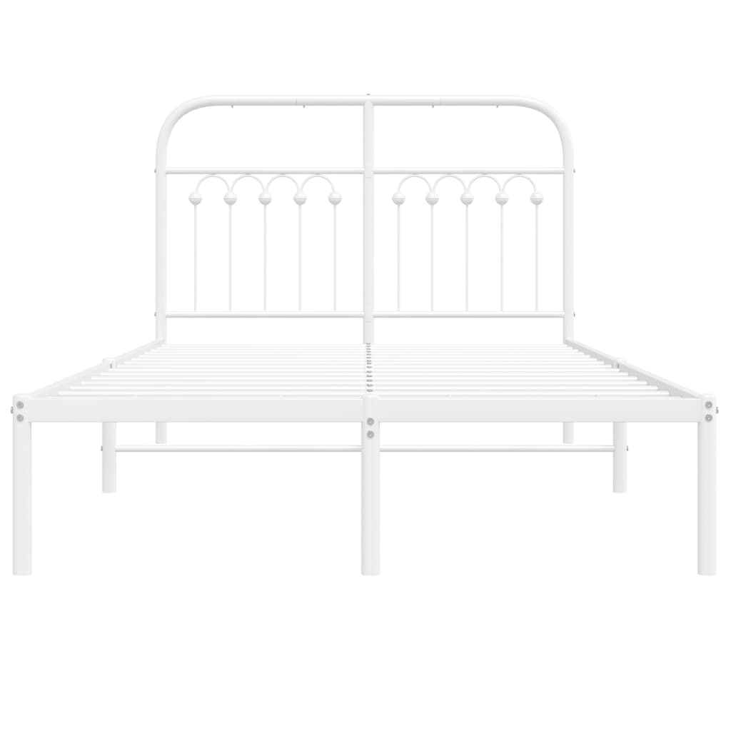 Cadre de lit métal sans matelas et tête de lit blanc 120x190 cm - XIOS