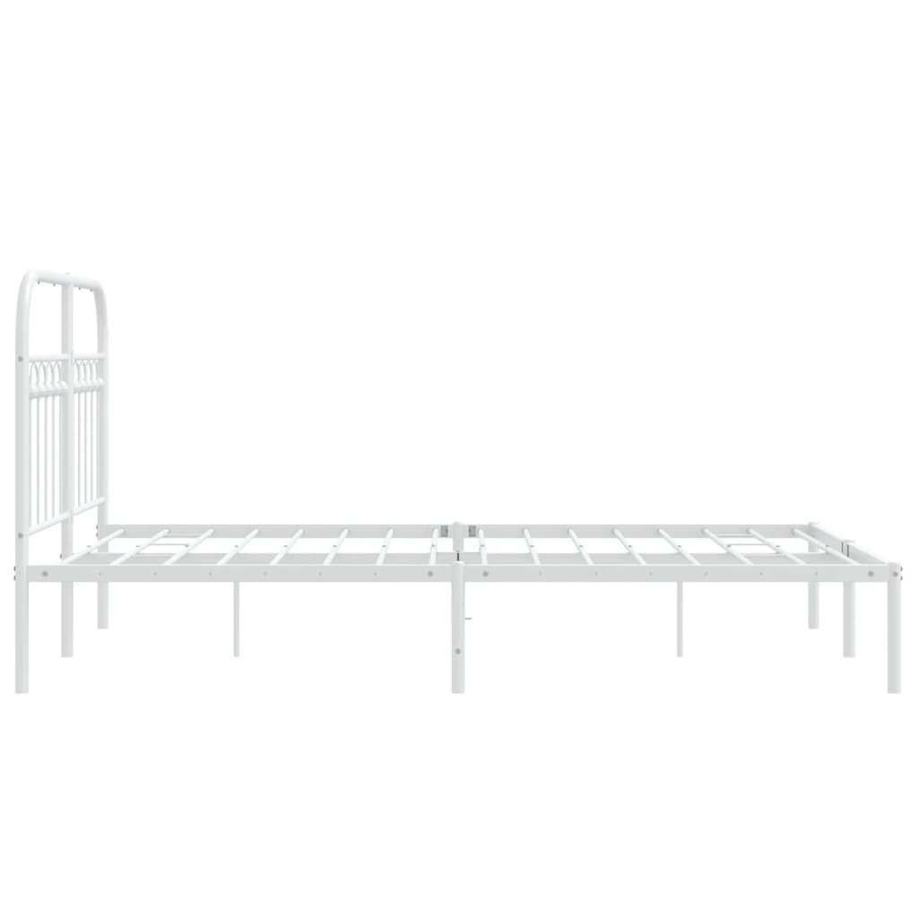 Cadre de lit métal sans matelas et tête de lit blanc 120x190 cm - XIOS