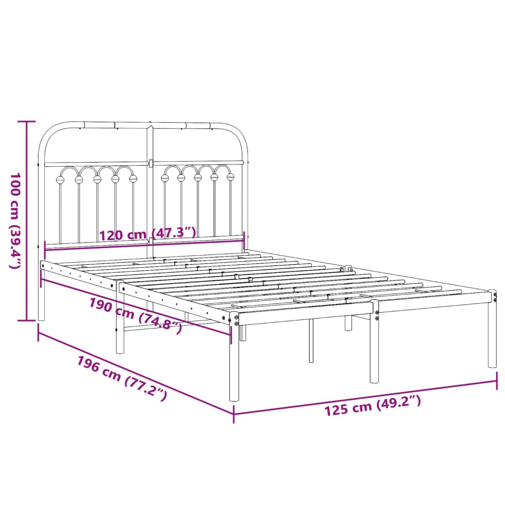 Cadre de lit métal sans matelas et tête de lit blanc 120x190 cm - XIOS