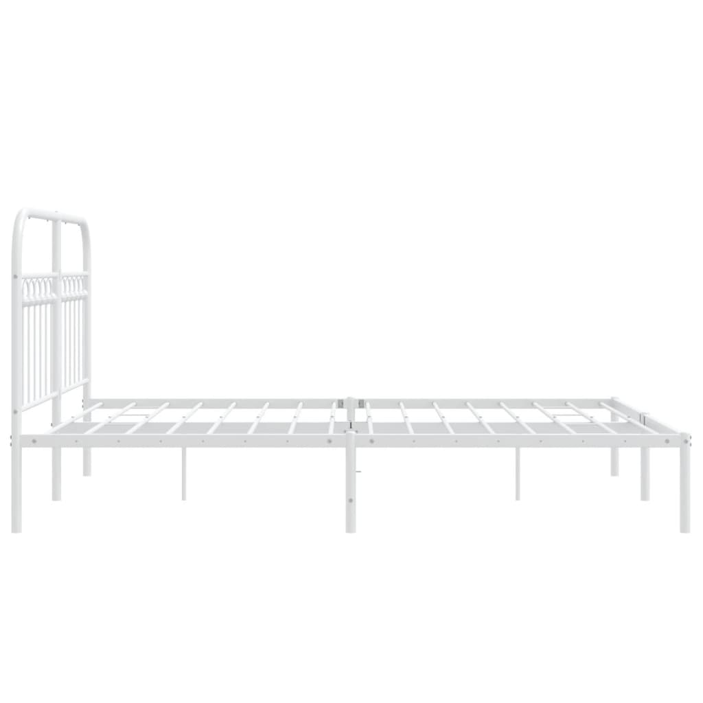 Cadre de lit métal sans matelas et tête de lit blanc 135x190 cm - XIOS