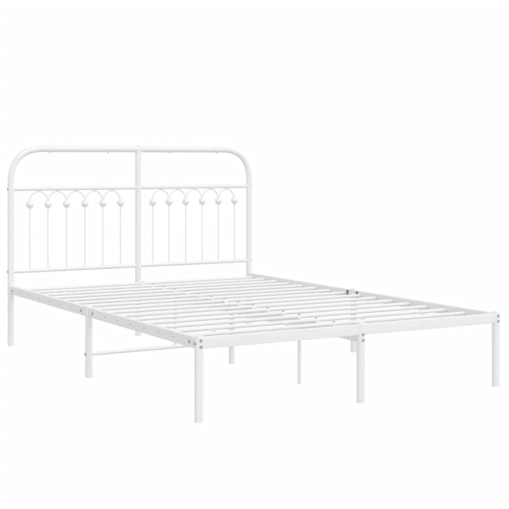 Cadre de lit métal sans matelas et tête de lit blanc 140x190 cm - XIOS