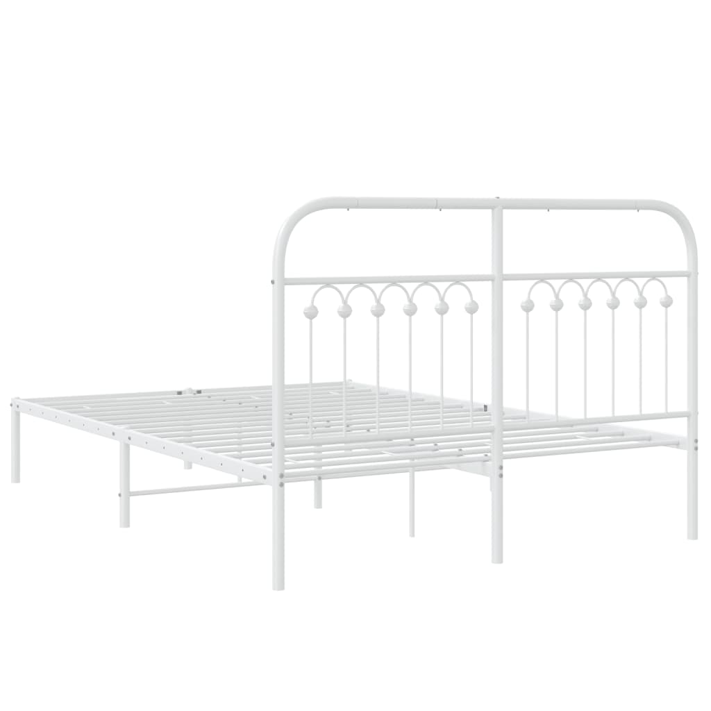 Cadre de lit métal sans matelas et tête de lit blanc 140x190 cm - XIOS