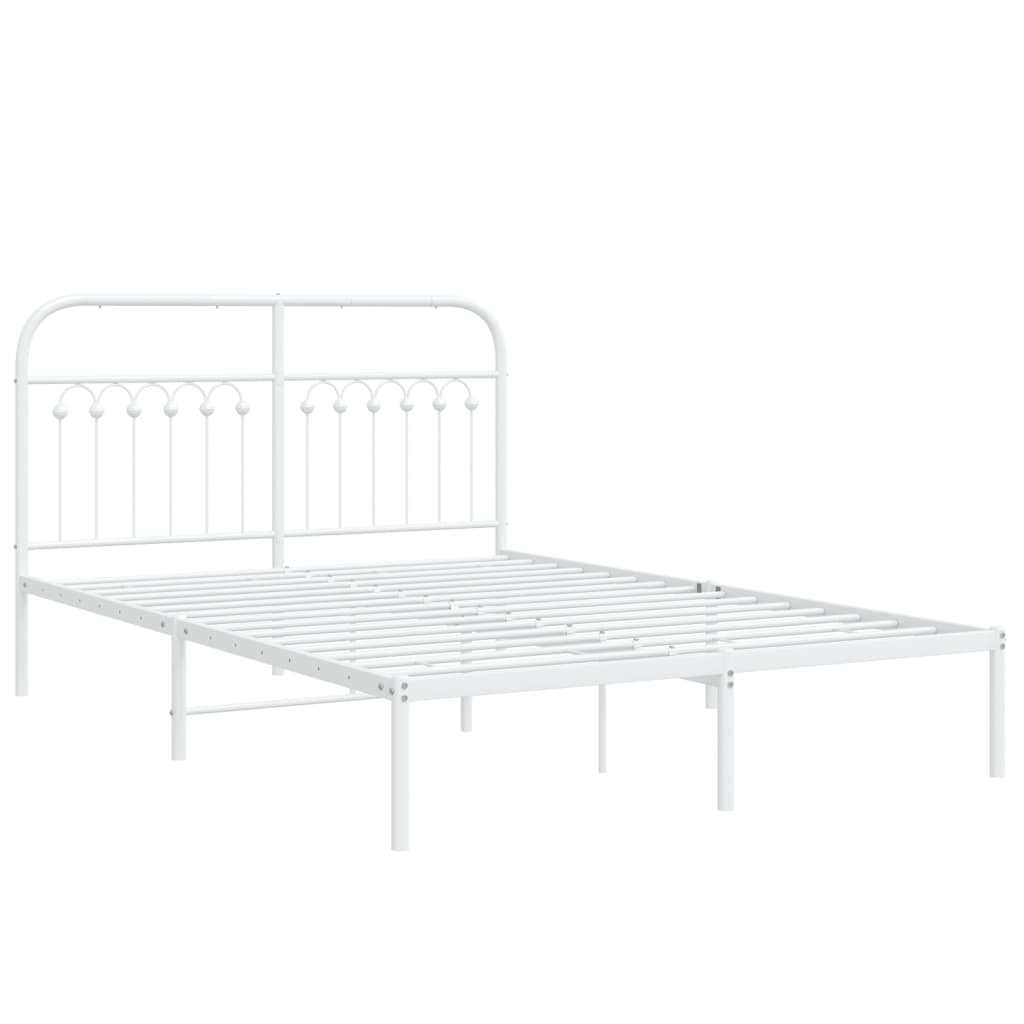 Cadre de lit métal sans matelas et tête de lit blanc 140x200 cm - XIOS