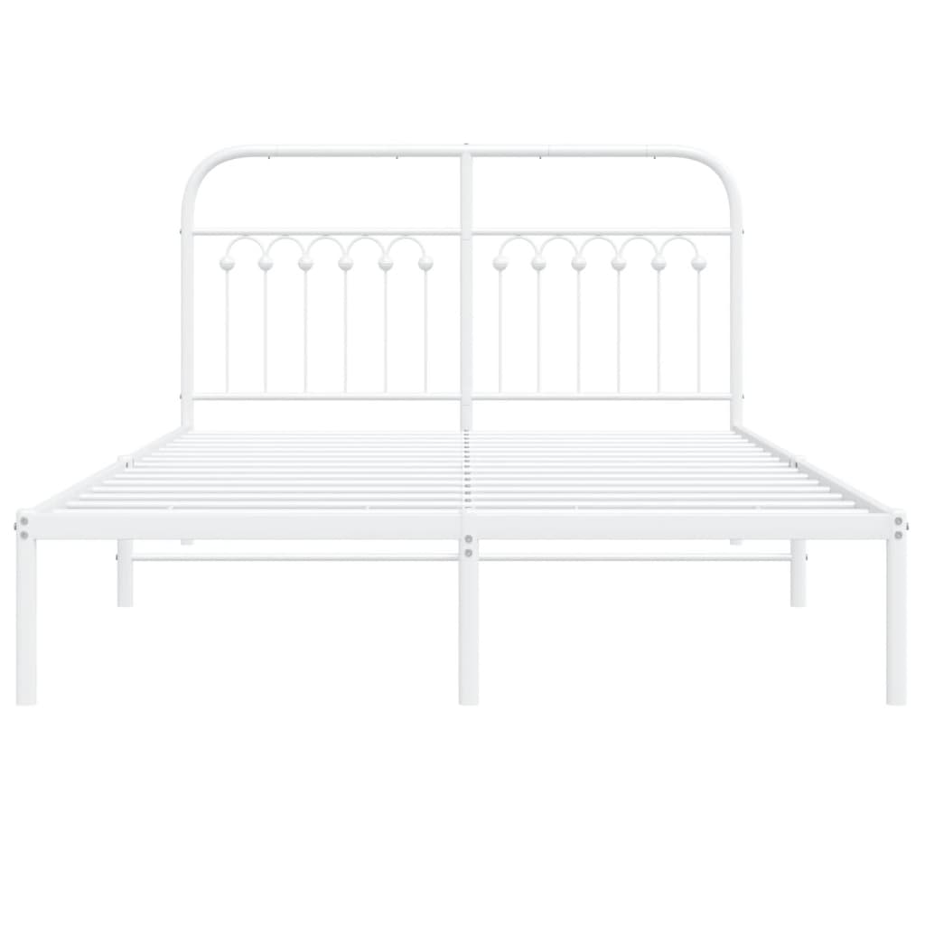 Cadre de lit métal sans matelas et tête de lit blanc 140x200 cm - XIOS