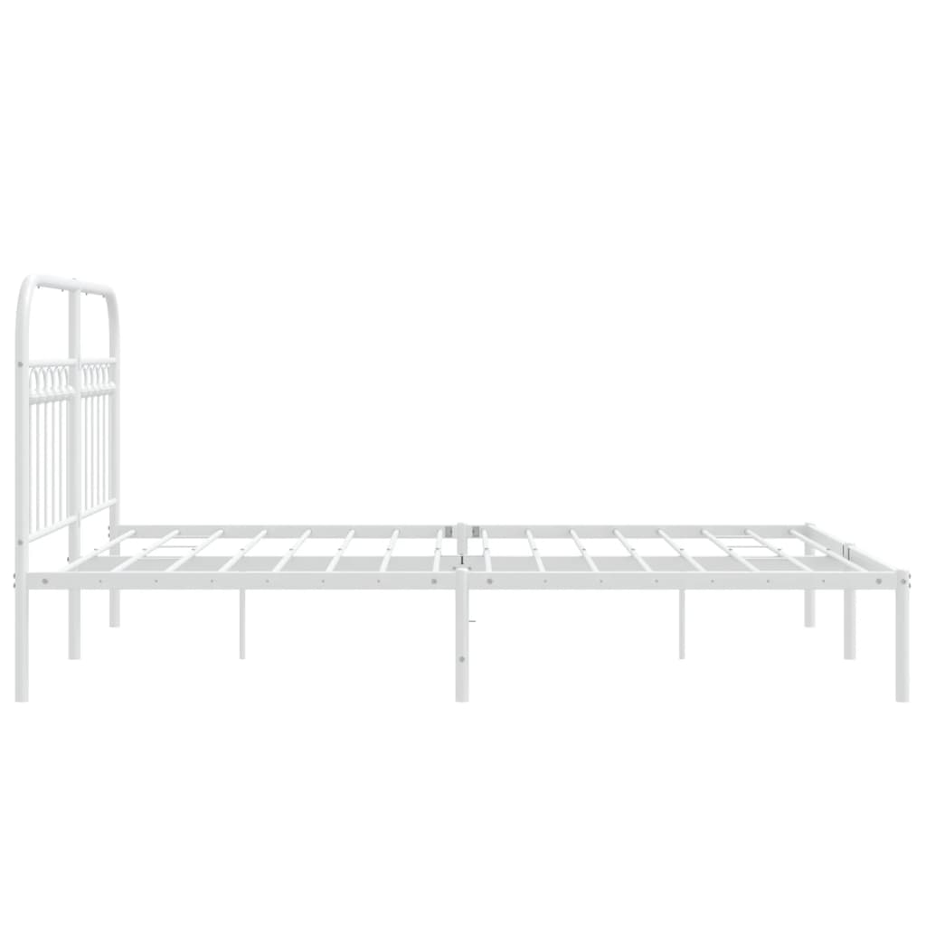 Cadre de lit métal sans matelas et tête de lit blanc 140x200 cm - XIOS