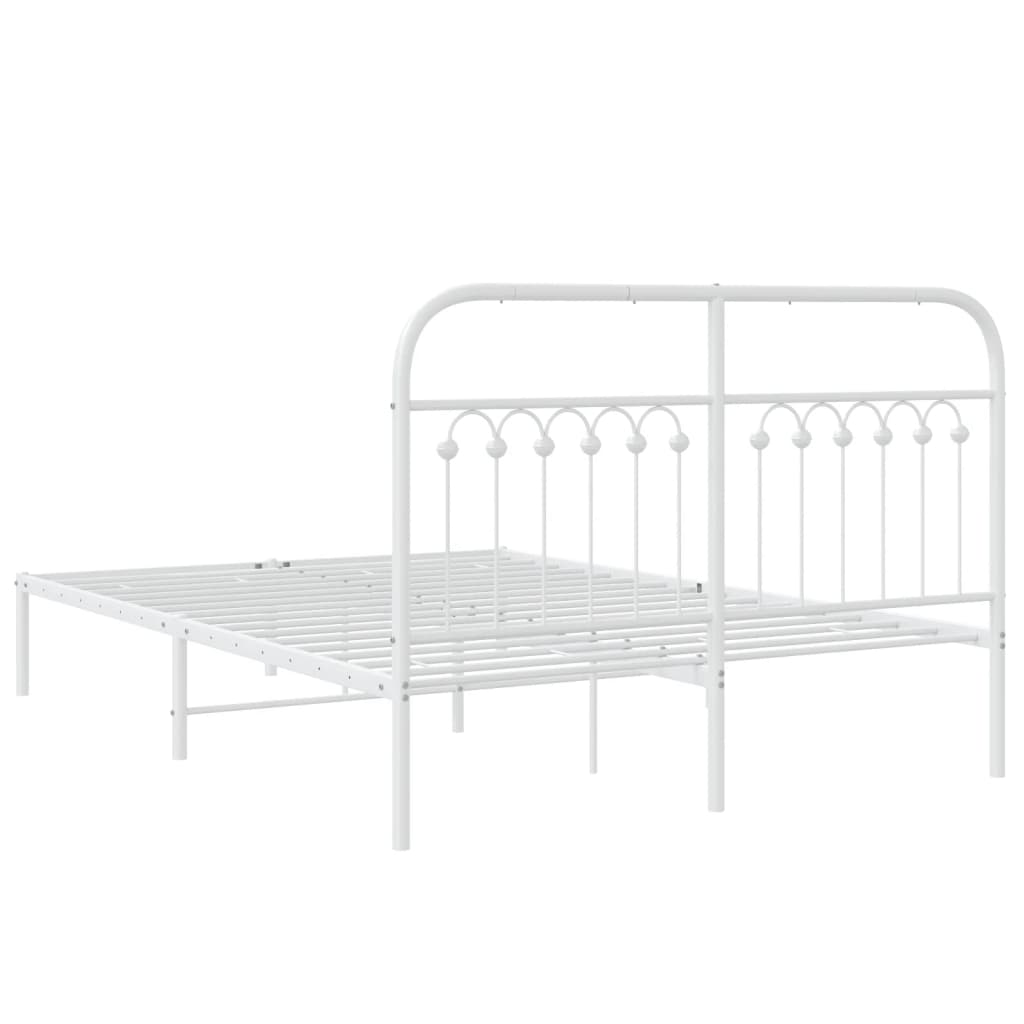 Cadre de lit métal sans matelas et tête de lit blanc 140x200 cm - XIOS