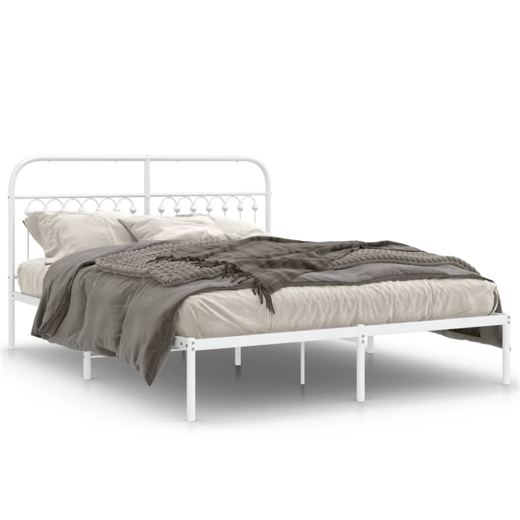 Cadre de lit métal sans matelas et tête de lit blanc 150x200 cm - XIOS