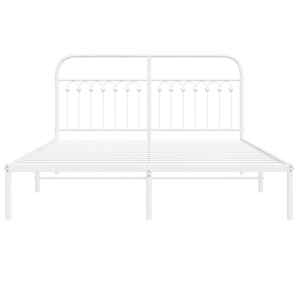 Cadre de lit métal sans matelas et tête de lit blanc 150x200 cm - XIOS