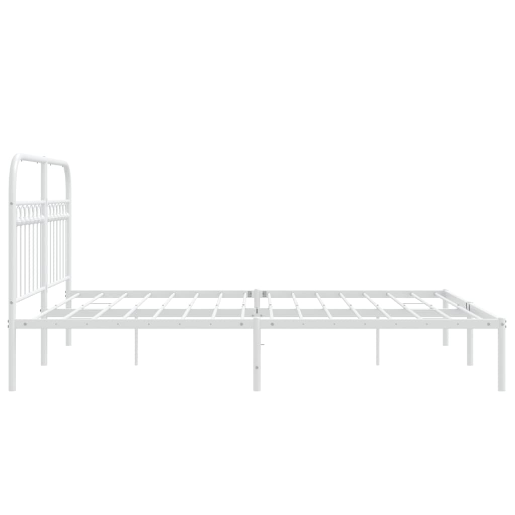 Cadre de lit métal sans matelas et tête de lit blanc 150x200 cm - XIOS