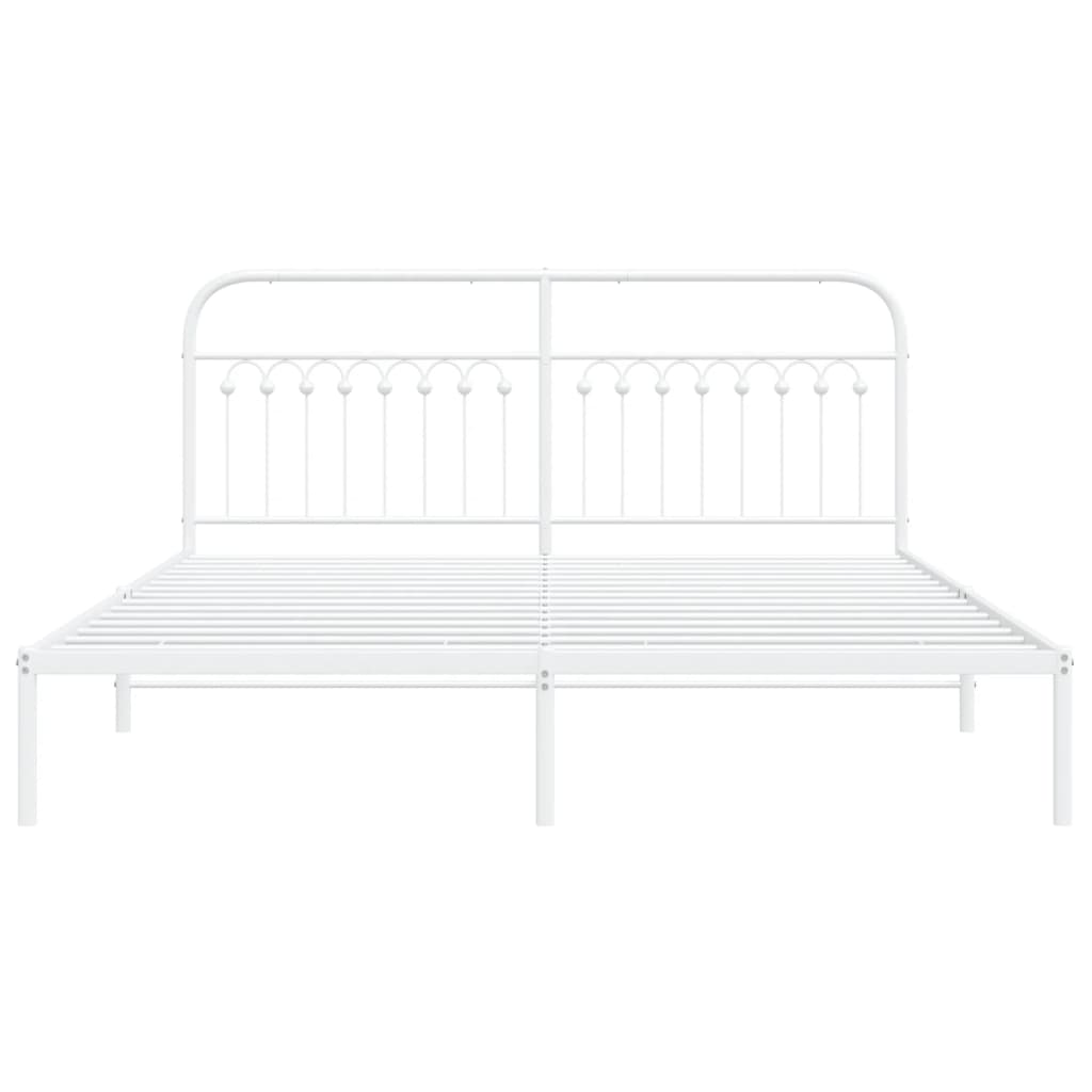 Cadre de lit métal sans matelas et tête de lit blanc 183x203 cm - XIOS