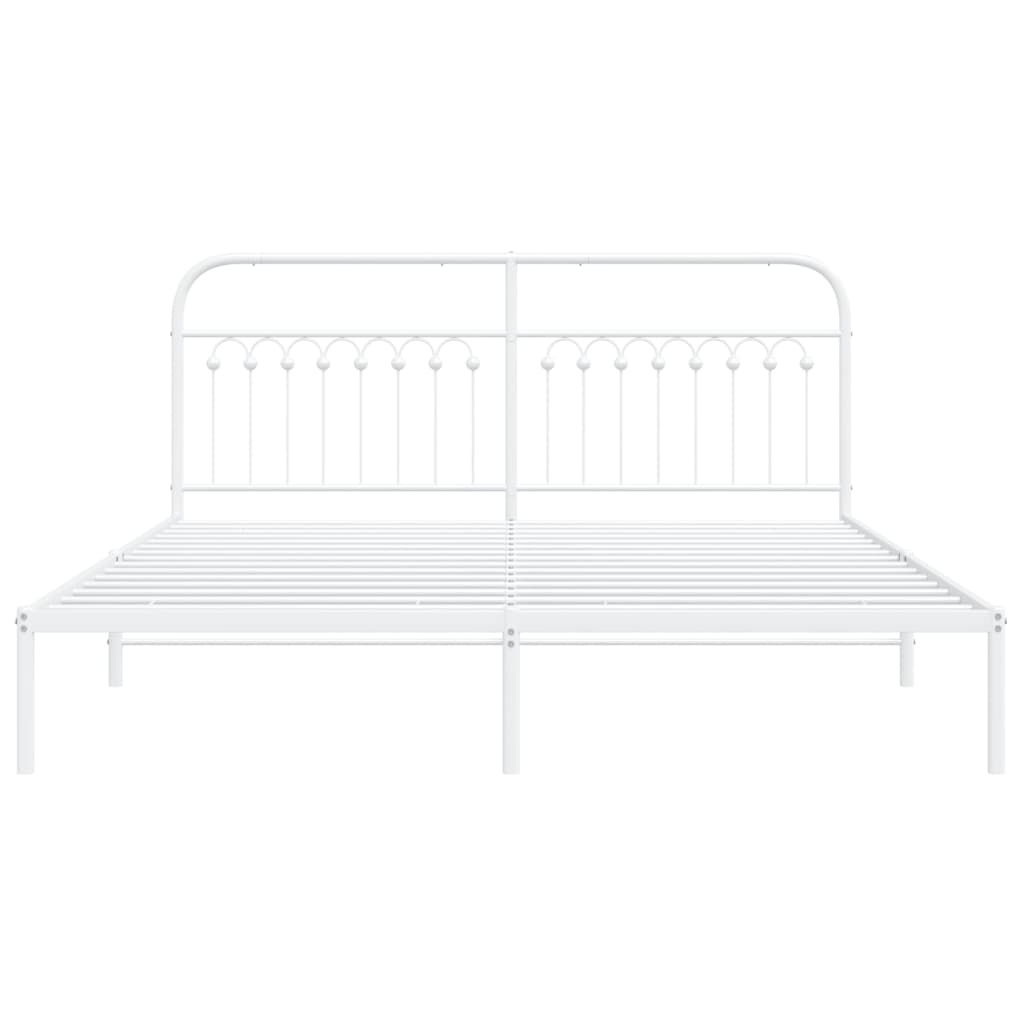 Cadre de lit métal sans matelas et tête de lit blanc 183x213 cm - XIOS