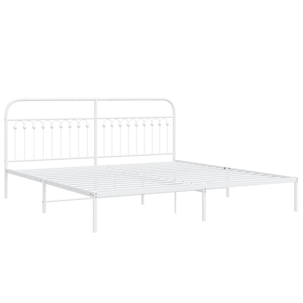 Cadre de lit métal sans matelas et tête de lit blanc 193x203 cm - XIOS