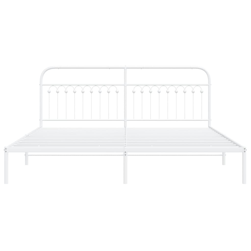 Cadre de lit métal sans matelas et tête de lit blanc 193x203 cm - XIOS
