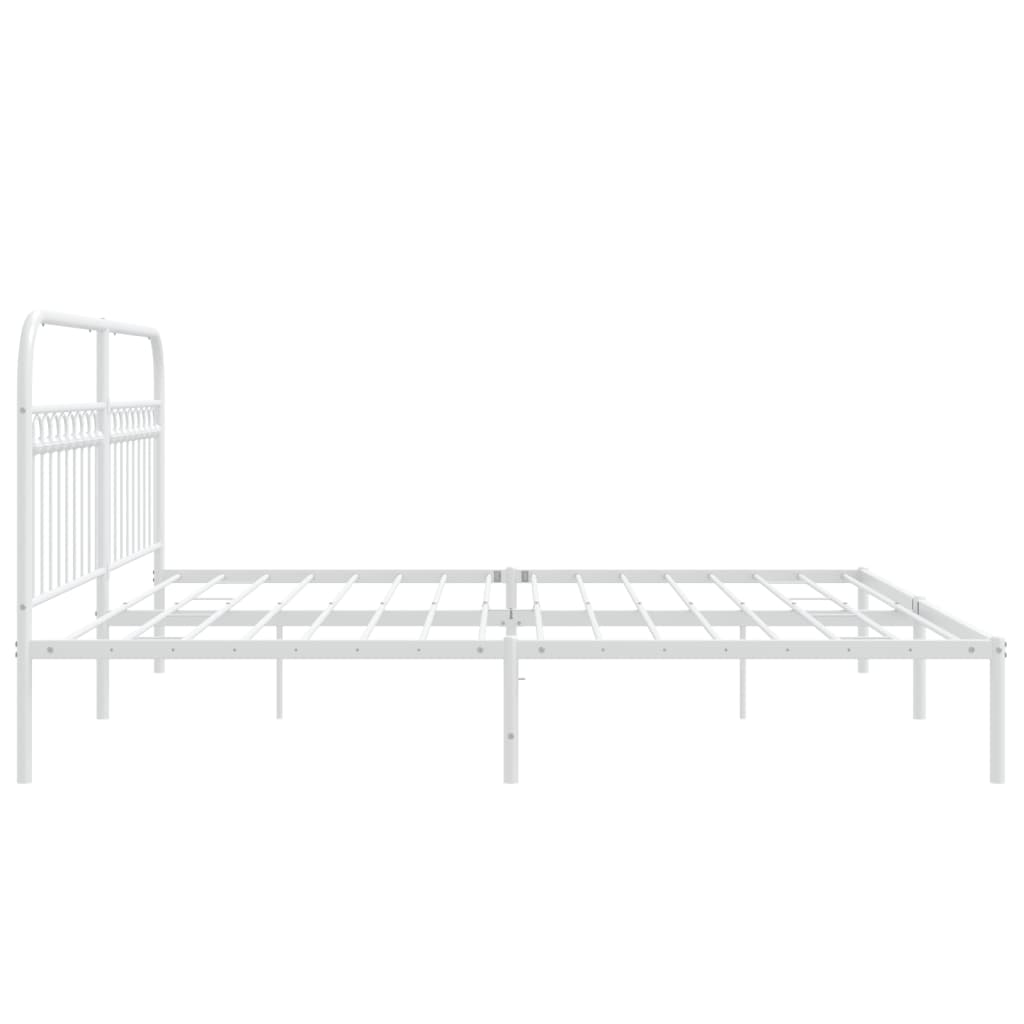 Cadre de lit métal sans matelas et tête de lit blanc 193x203 cm - XIOS