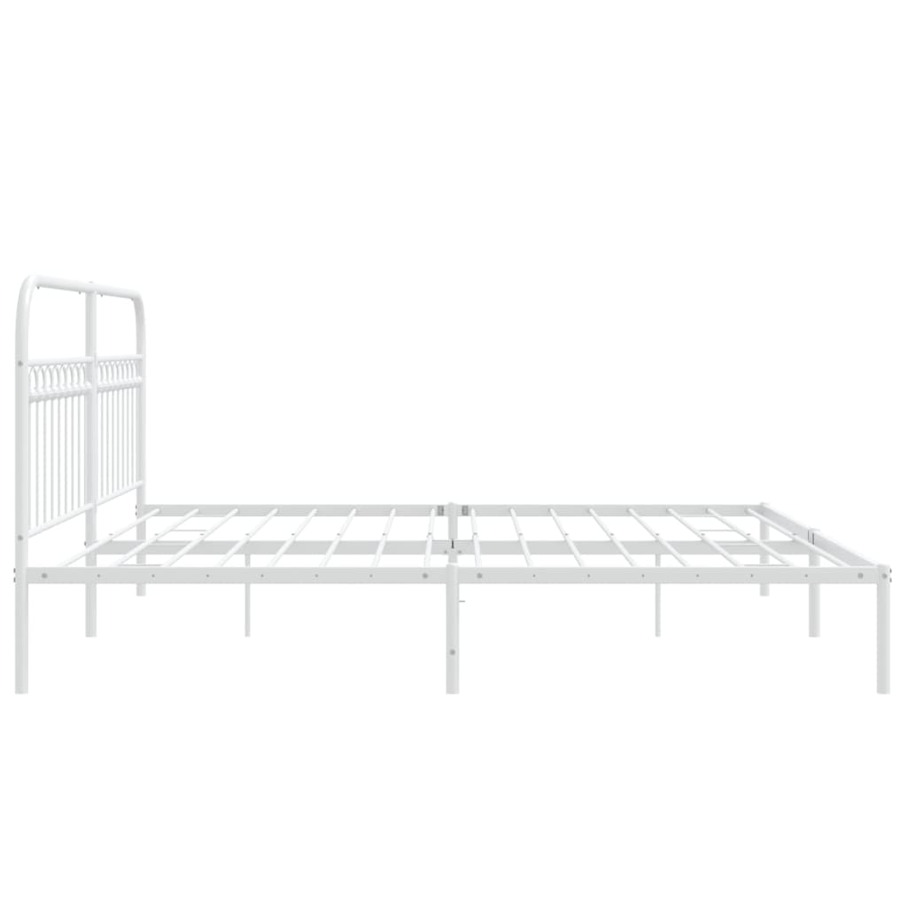 Cadre de lit métal sans matelas et tête de lit blanc 200x200 cm - XIOS
