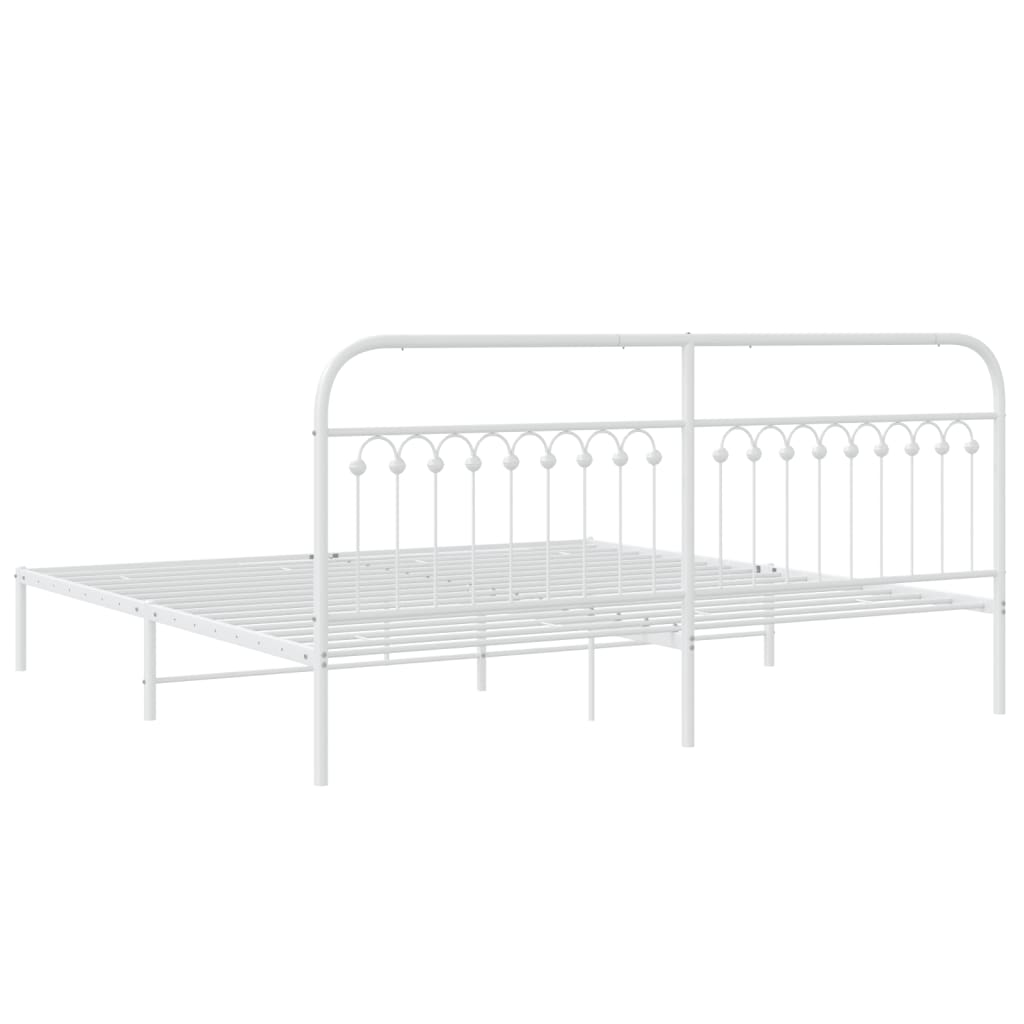 Cadre de lit métal sans matelas et tête de lit blanc 200x200 cm - XIOS