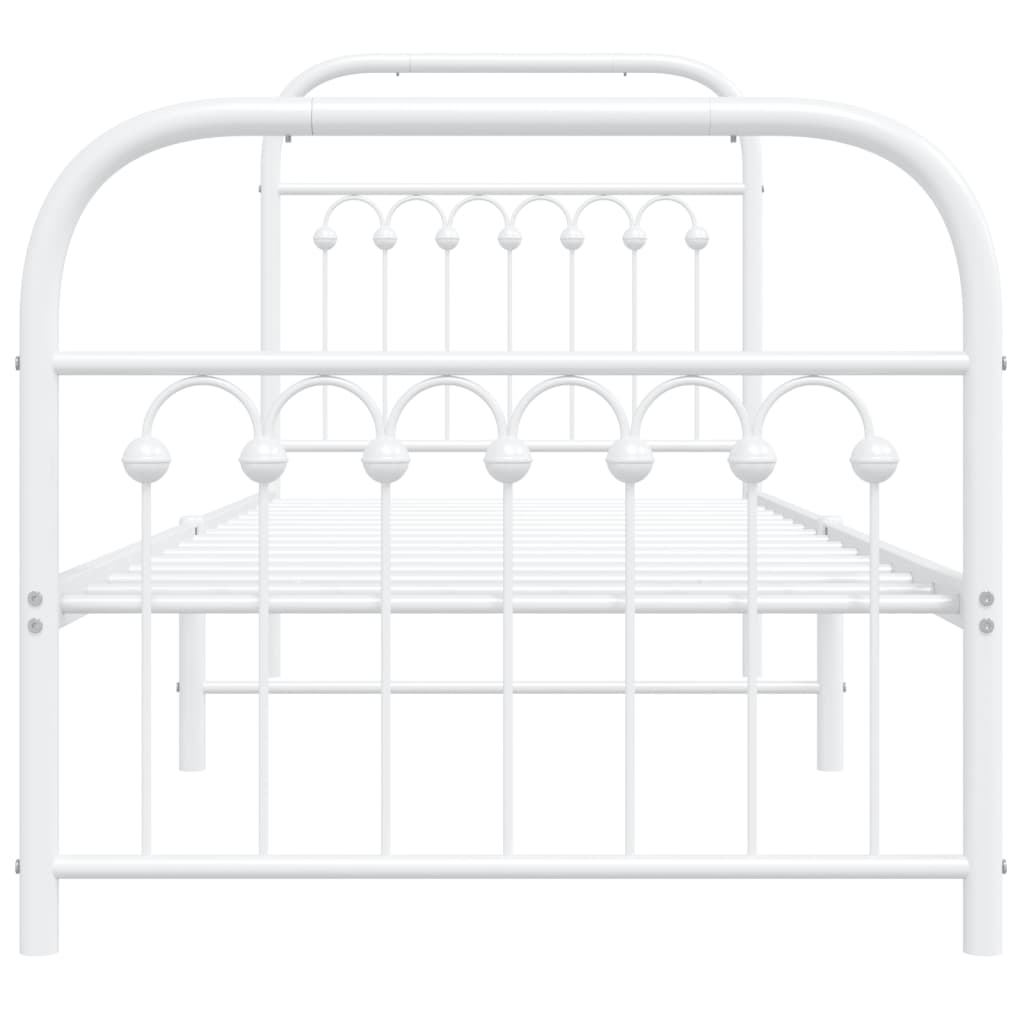 Cadre de lit métal sans matelas avec pied de lit blanc 75x190cm - XIOS