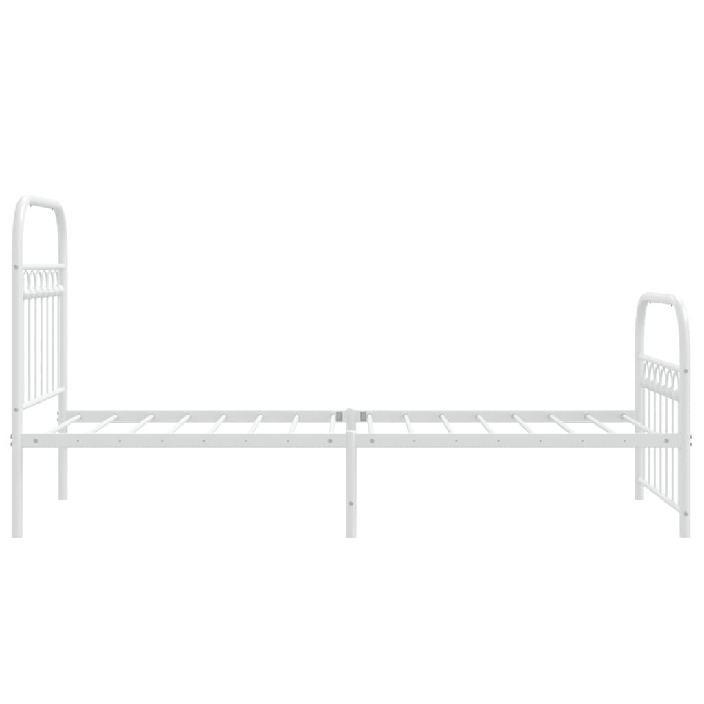 Cadre de lit métal sans matelas avec pied de lit blanc 75x190cm - XIOS