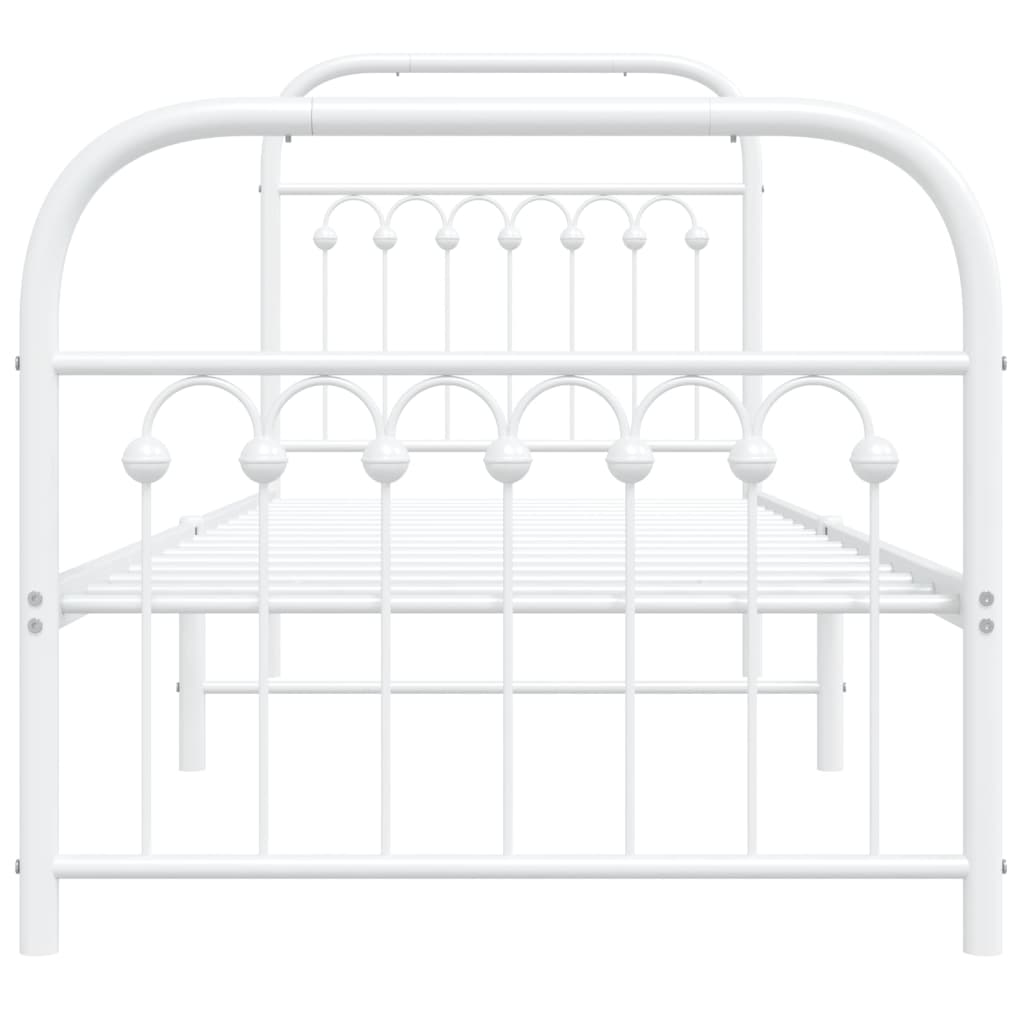 Cadre de lit métal sans matelas avec pied de lit blanc 80x200cm - XIOS