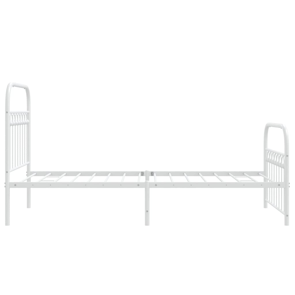 Cadre de lit métal sans matelas avec pied de lit blanc 90x200cm - XIOS