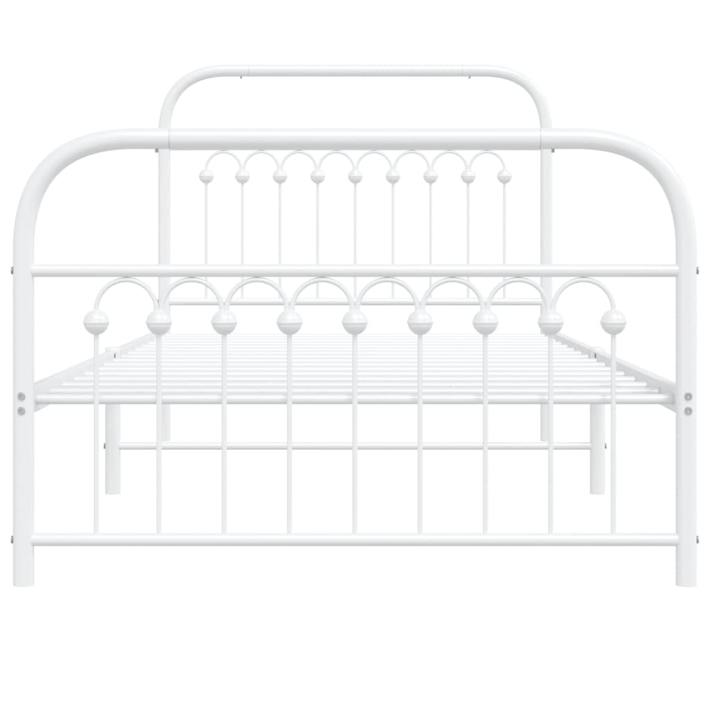 Cadre de lit métal sans matelas et pied de lit blanc 100x190 cm - XIOS