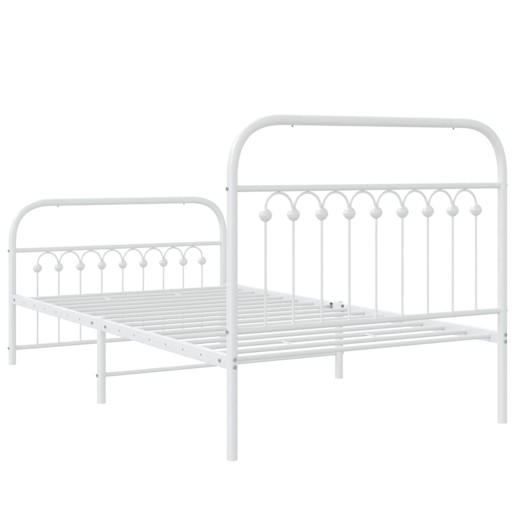 Cadre de lit métal sans matelas et pied de lit blanc 100x200 cm - XIOS